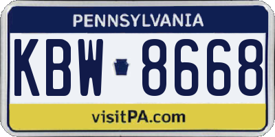 PA license plate KBW8668