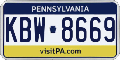 PA license plate KBW8669