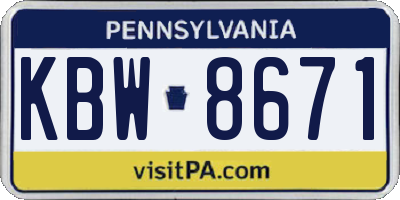 PA license plate KBW8671