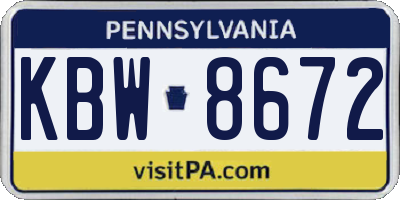 PA license plate KBW8672
