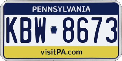 PA license plate KBW8673