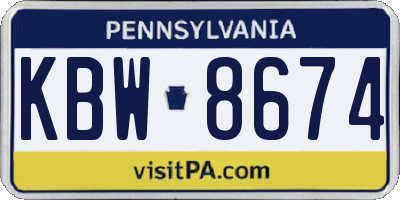 PA license plate KBW8674