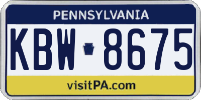 PA license plate KBW8675