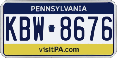 PA license plate KBW8676