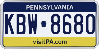 PA license plate KBW8680