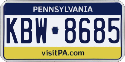 PA license plate KBW8685