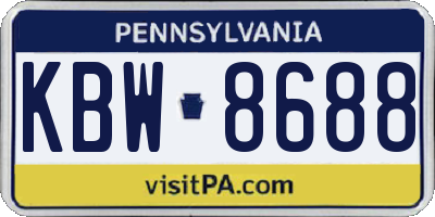 PA license plate KBW8688