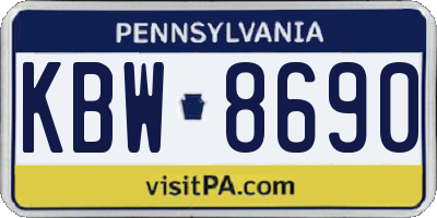 PA license plate KBW8690