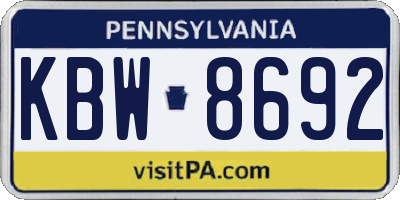PA license plate KBW8692