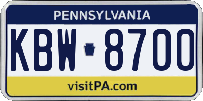PA license plate KBW8700