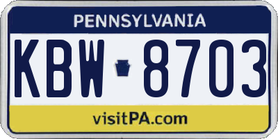 PA license plate KBW8703