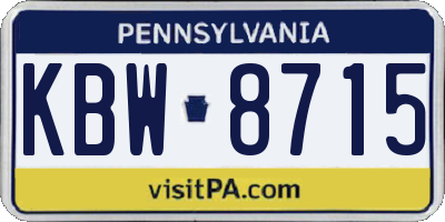 PA license plate KBW8715