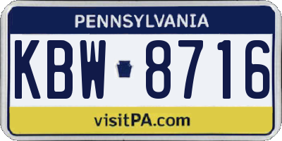 PA license plate KBW8716