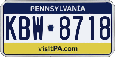 PA license plate KBW8718
