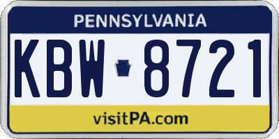 PA license plate KBW8721