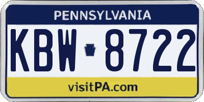 PA license plate KBW8722