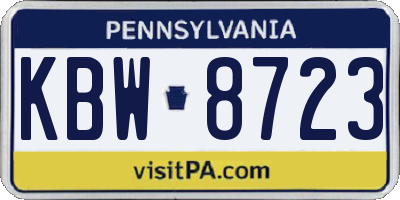 PA license plate KBW8723