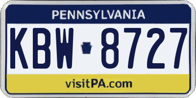 PA license plate KBW8727