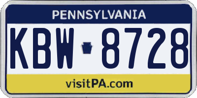 PA license plate KBW8728