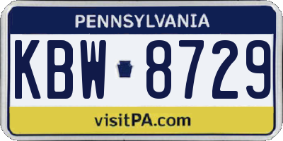 PA license plate KBW8729