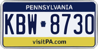 PA license plate KBW8730