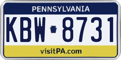 PA license plate KBW8731
