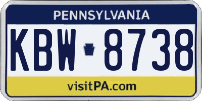PA license plate KBW8738