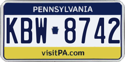 PA license plate KBW8742
