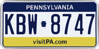 PA license plate KBW8747