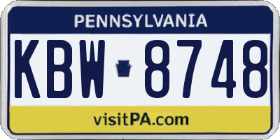PA license plate KBW8748