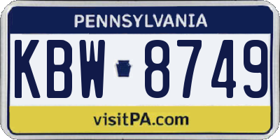 PA license plate KBW8749