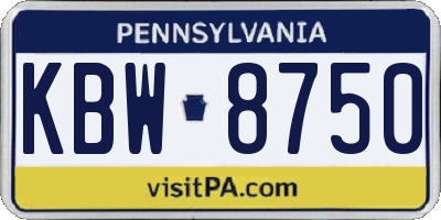 PA license plate KBW8750