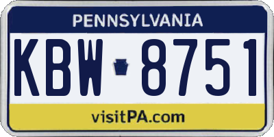 PA license plate KBW8751