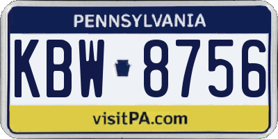 PA license plate KBW8756