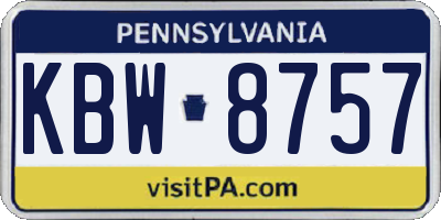 PA license plate KBW8757