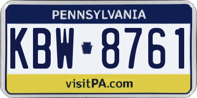 PA license plate KBW8761