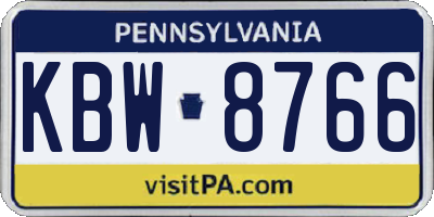 PA license plate KBW8766