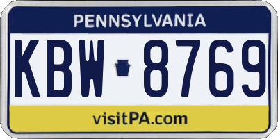 PA license plate KBW8769