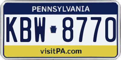 PA license plate KBW8770