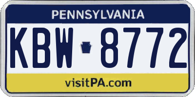 PA license plate KBW8772