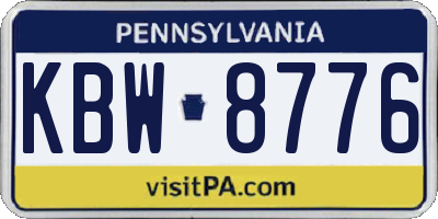PA license plate KBW8776