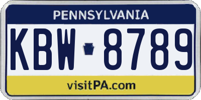 PA license plate KBW8789