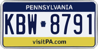 PA license plate KBW8791