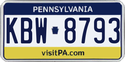PA license plate KBW8793