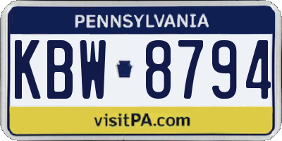PA license plate KBW8794