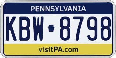PA license plate KBW8798