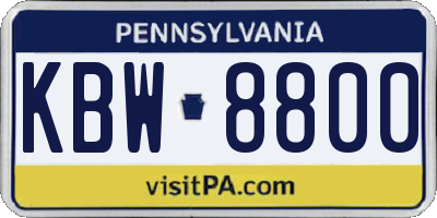 PA license plate KBW8800