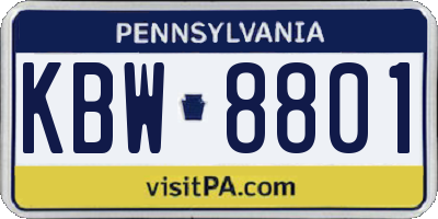 PA license plate KBW8801