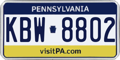 PA license plate KBW8802