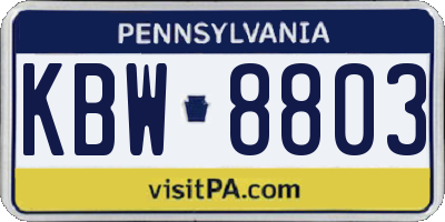PA license plate KBW8803